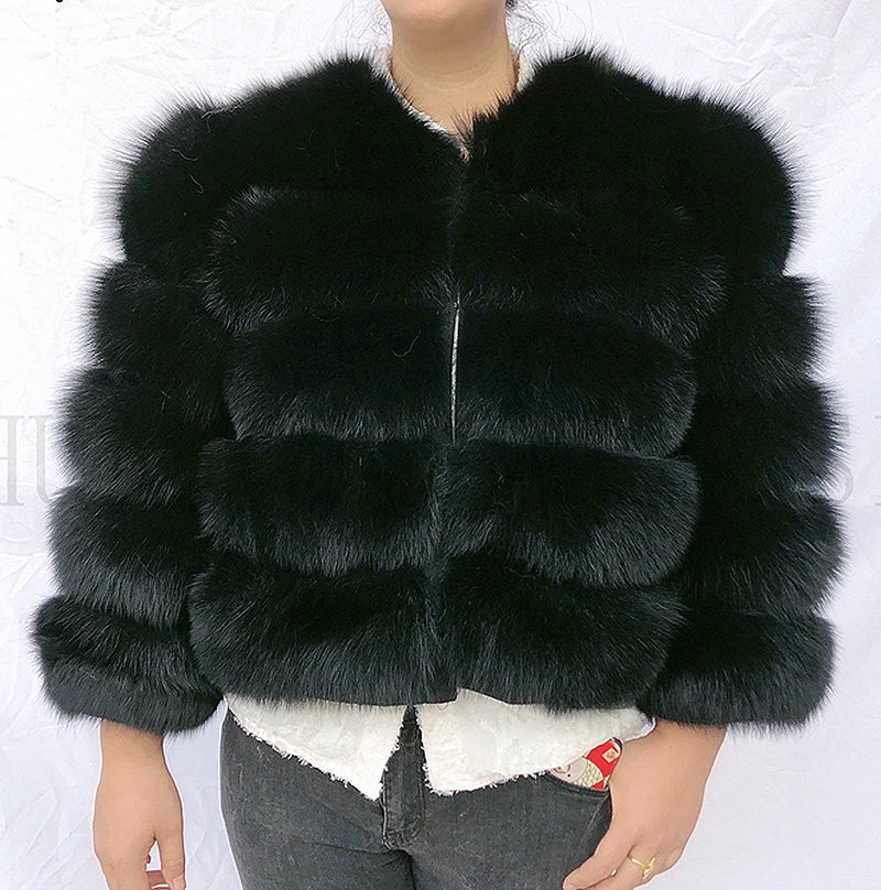 New real fox fur coat women's winter warm natural fur jacket Short raccoon fur coat 100% real fur coat high quality hot sale