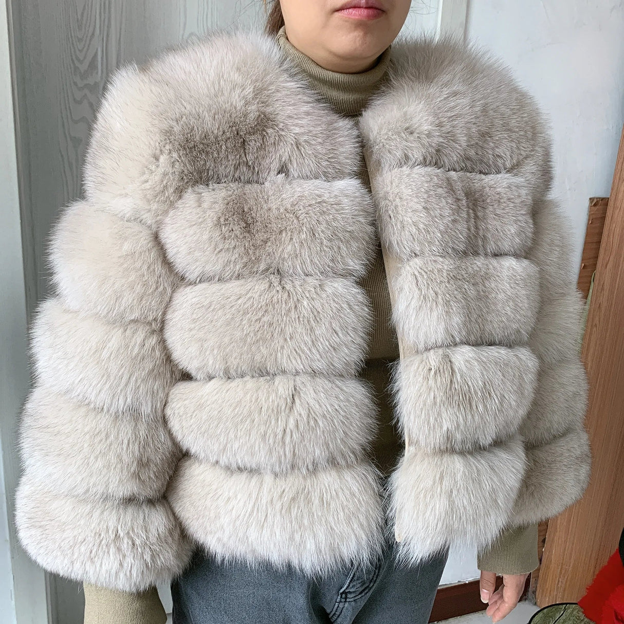 New real fox fur coat women's winter warm natural fur jacket Short raccoon fur coat 100% real fur coat high quality hot sale