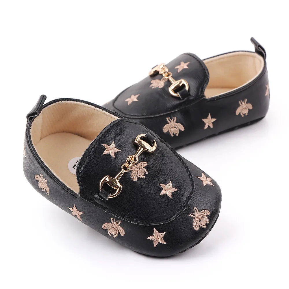 Newborn Baby Boy Shoes for 1 Year Footwear with Bees Stars Infant Casual Loafers Toddler Soft Sole Moccasins Cartoon Doll Gifts