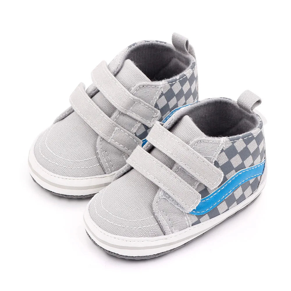 Newborn Baby Boys Canvas Sneakers Anti-slip Soft Plaid Baby Boy Girl Shoes Toddler First Walkers Infant Baby Unisex Casual Shoes