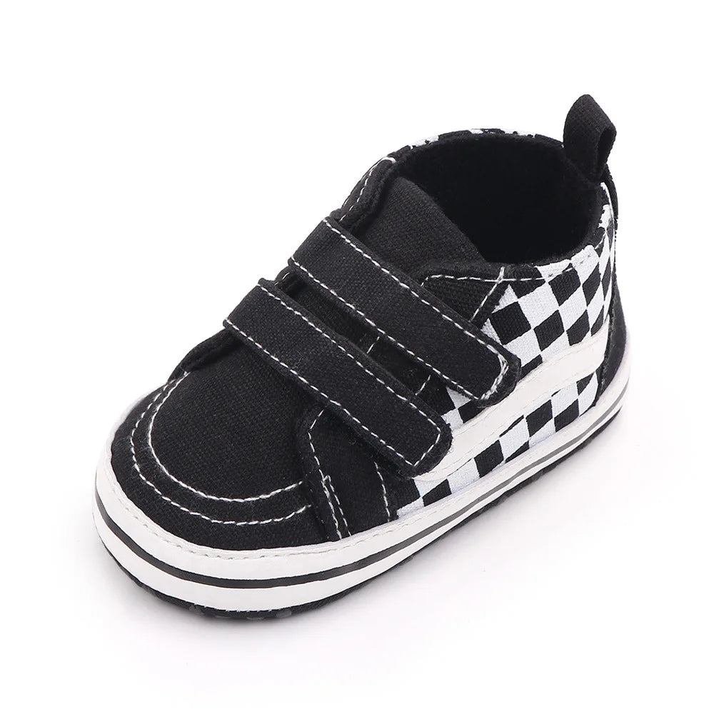 Newborn Baby Boys Canvas Sneakers Anti-slip Soft Plaid Baby Boy Girl Shoes Toddler First Walkers Infant Baby Unisex Casual Shoes