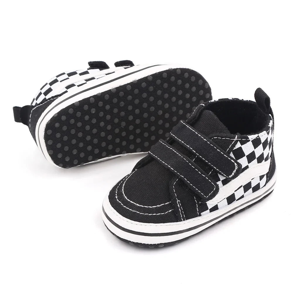 Newborn Baby Boys Canvas Sneakers Anti-slip Soft Plaid Baby Boy Girl Shoes Toddler First Walkers Infant Baby Unisex Casual Shoes