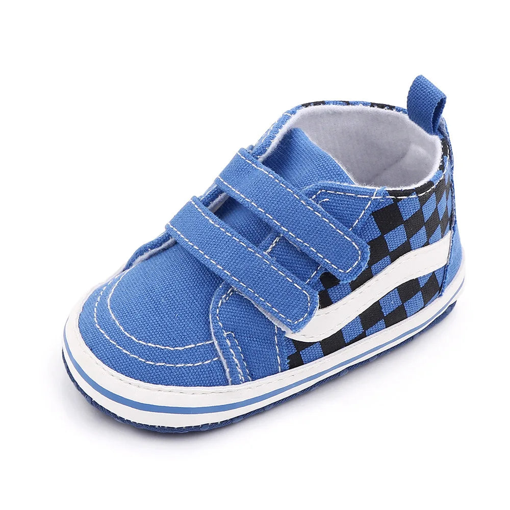 Newborn Baby Boys Canvas Sneakers Anti-slip Soft Plaid Baby Boy Girl Shoes Toddler First Walkers Infant Baby Unisex Casual Shoes