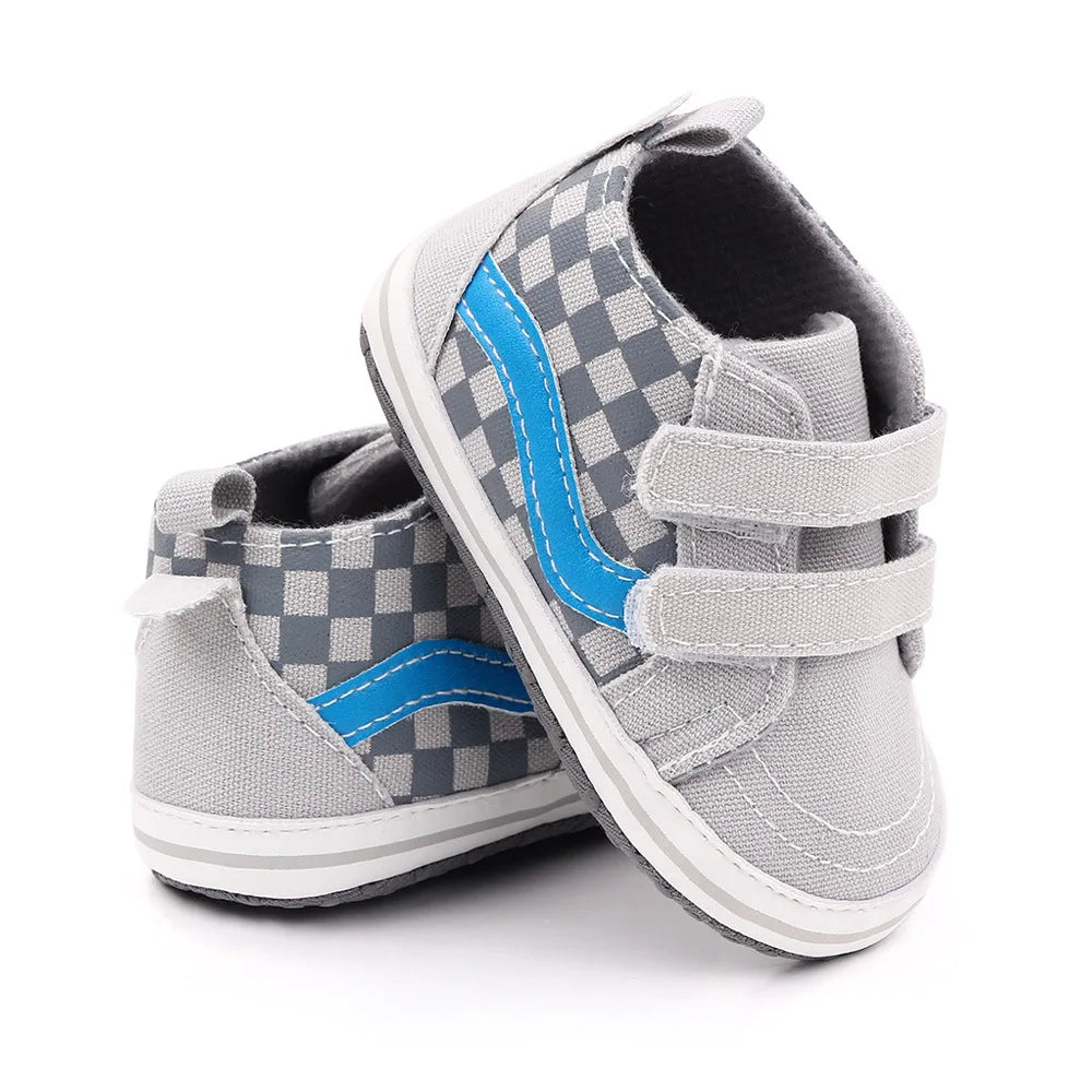 Newborn Baby Boys Canvas Sneakers Anti-slip Soft Plaid Baby Boy Girl Shoes Toddler First Walkers Infant Baby Unisex Casual Shoes