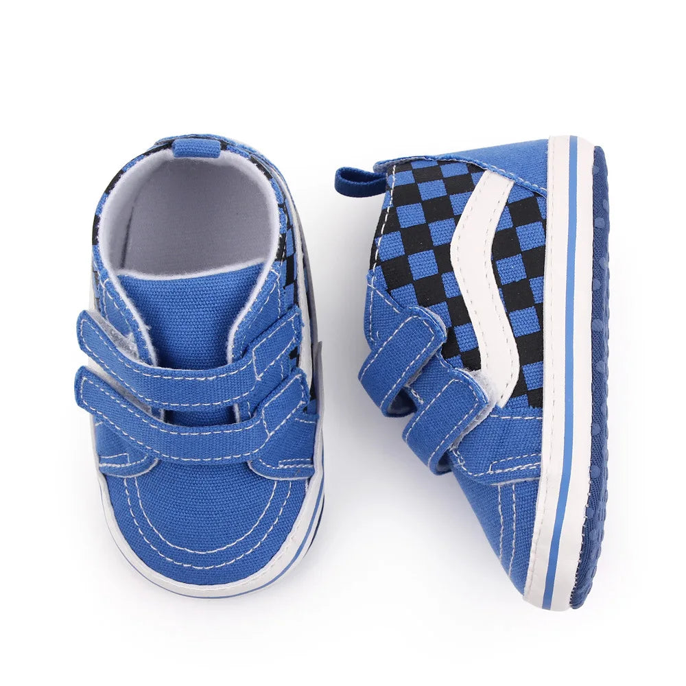 Newborn Baby Boys Canvas Sneakers Anti-slip Soft Plaid Baby Boy Girl Shoes Toddler First Walkers Infant Baby Unisex Casual Shoes