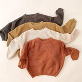 Newborn Baby Boys Girls Knitted Long Sleeve Autumn Winter Sweater Solid Loose Tops Kids Clothes 3M-5Y Pullover Tops