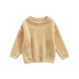 Newborn Baby Boys Girls Knitted Long Sleeve Autumn Winter Sweater Solid Loose Tops Kids Clothes 3M-5Y Pullover Tops