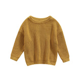 Newborn Baby Boys Girls Knitted Long Sleeve Autumn Winter Sweater Solid Loose Tops Kids Clothes 3M-5Y Pullover Tops