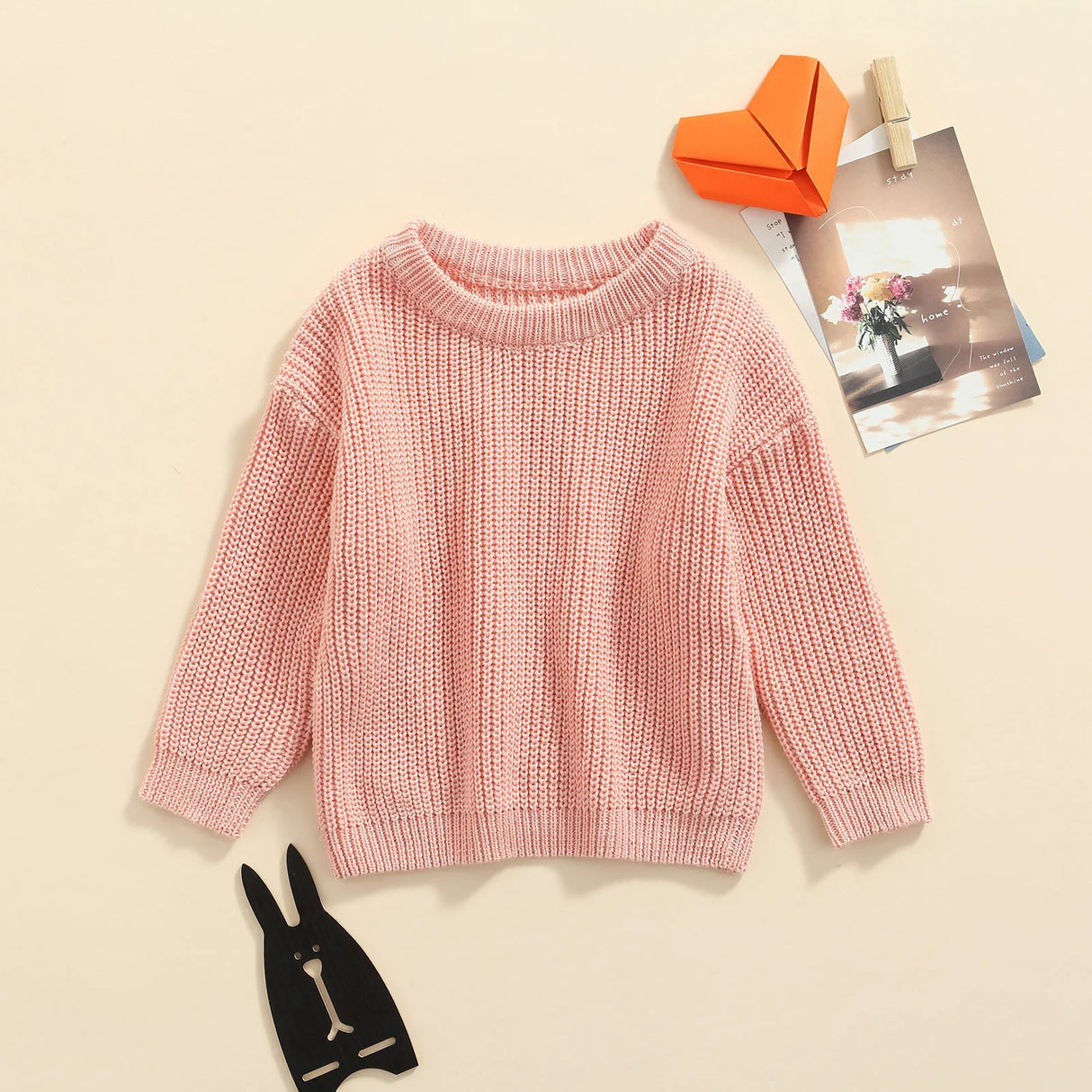 Newborn Baby Boys Girls Knitted Long Sleeve Autumn Winter Sweater Solid Loose Tops Kids Clothes 3M-5Y Pullover Tops