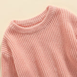 Newborn Baby Boys Girls Knitted Long Sleeve Autumn Winter Sweater Solid Loose Tops Kids Clothes 3M-5Y Pullover Tops