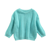 Newborn Baby Boys Girls Knitted Long Sleeve Autumn Winter Sweater Solid Loose Tops Kids Clothes 3M-5Y Pullover Tops