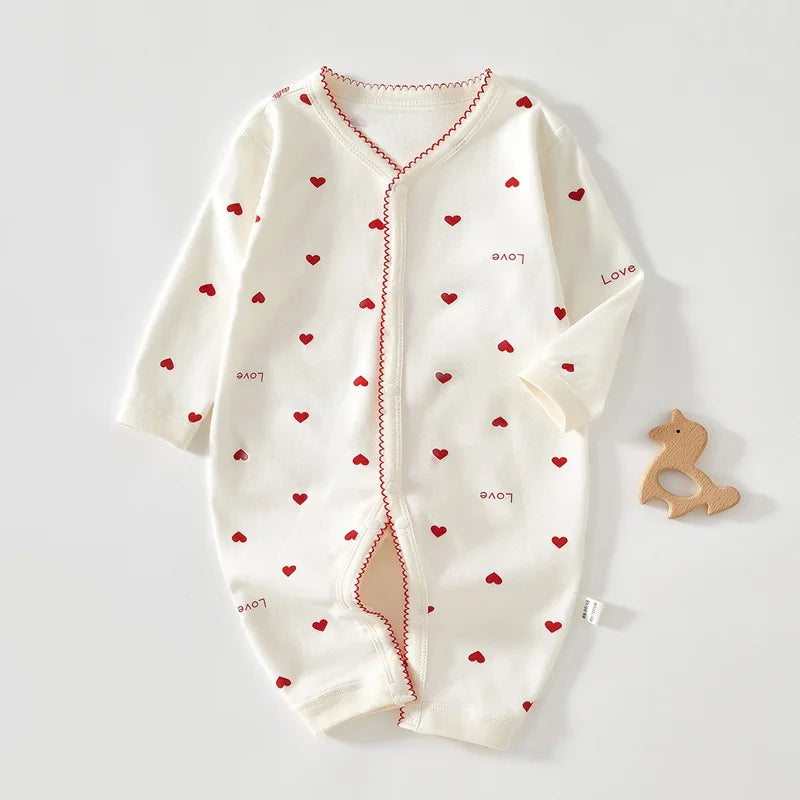 Newborn Baby Clothes Jumpsuit with Love Printed on 100 Cotton Boneless Romper Newborn Super Cute Outfit Long Sleeve Bodysuit