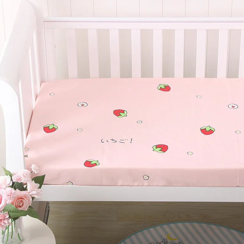 Newborn Baby Cot Fitted Sheet With Elastic Cotton Cartoon Printing Crib Bed Sheet Child Matress Cover Case Bed Protector