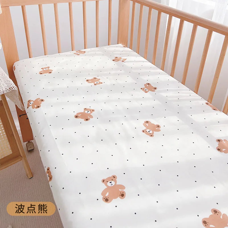 Newborn Baby Cot Fitted Sheet With Elastic Cotton Cartoon Printing Crib Bed Sheet Child Matress Cover Case Bed Protector