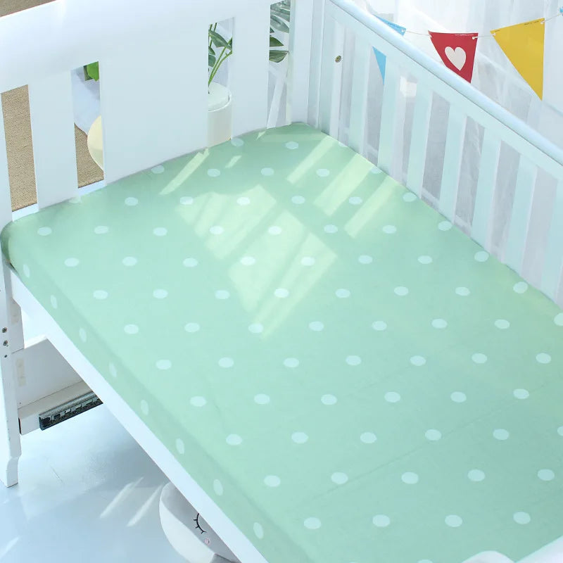 Newborn Baby Cot Fitted Sheet With Elastic Cotton Cartoon Printing Crib Bed Sheet Child Matress Cover Case Bed Protector