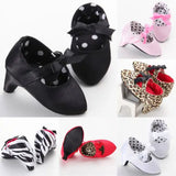 Newborn Baby Girl Princess High Heels Soft Sole Shoes First Walkers Toddler Kids Infantil Bow Leopard Anti-Slip Shoes Mocassins