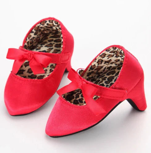 Newborn Baby Girl Princess High Heels Soft Sole Shoes First Walkers Toddler Kids Infantil Bow Leopard Anti-Slip Shoes Mocassins