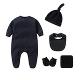 Newborn Baby Rompers+Mittens+Hats+Socks Set 100%cotton Print Unisex Baby Girl Boy Clothing Sets