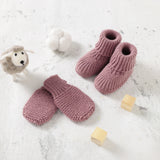 Newborn Baby Shoes + Gloves Set Knit Infant Girl Boy Boots Mitten Fashion Solid 2PC Toddler Kid Slip-On Bed Shoes Handmade 0-18M