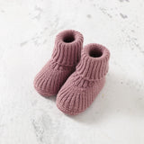 Newborn Baby Shoes + Gloves Set Knit Infant Girl Boy Boots Mitten Fashion Solid 2PC Toddler Kid Slip-On Bed Shoes Handmade 0-18M