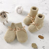 Newborn Baby Shoes + Gloves Set Knit Infant Girl Boy Boots Mitten Fashion Solid 2PC Toddler Kid Slip-On Bed Shoes Handmade 0-18M