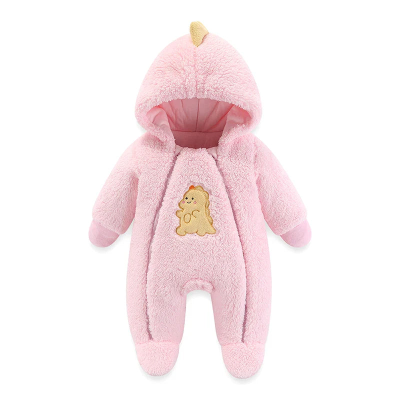 Newborn Baby Winter Jacket Warm Hooded Infant Romper Thicken Soft Cotton Boys Jumpsuit Cartoon Baby Girl Clothes 0 to 12 Months