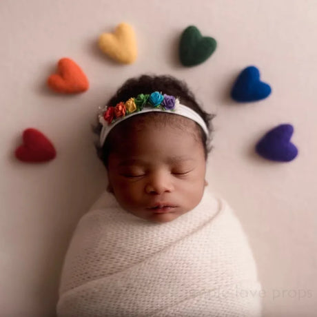 Newborn Photography Props DIY Handmade Needle Felted Rainbow Baby Wool Felt Love Heart PhotoShoot Studio Props Accessories