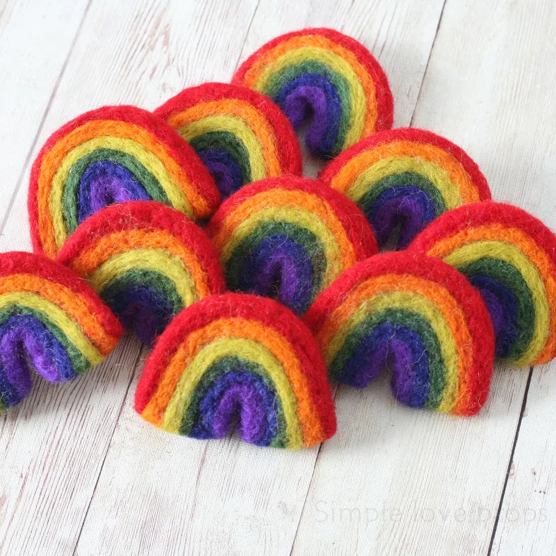 Newborn Photography Props DIY Handmade Needle Felted Rainbow Baby Wool Felt Love Heart PhotoShoot Studio Props Accessories