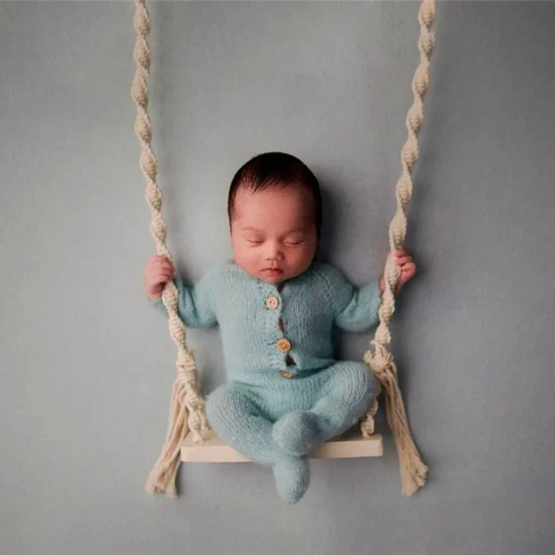 Newborn Photography Props Wooden Swing for Baby New Born Photo Shooting Accessories Infant Studio Photo Posing Backdrop Prop