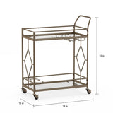 Nicola Metal Bar Cart, Golden Bronze Kitchen Island  Tea Trolley   Furniture  Storage   Utility