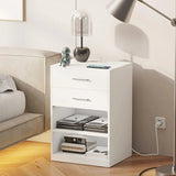 Nightstand with Charging Station, 2 Drawers Bedside Table with USB Port and Outlets,  Storage Shelves with Sliding Drawer