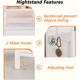 Nightstands Set 2, Bedside Table with 2 Fabric Drawers, End Table with Hooks and Shelf, Side Table