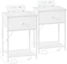 Nightstands Set of 2, Small Night Stands with Charging Station, End Side Tables with USB Ports & Outlets, Slim Bedside Table