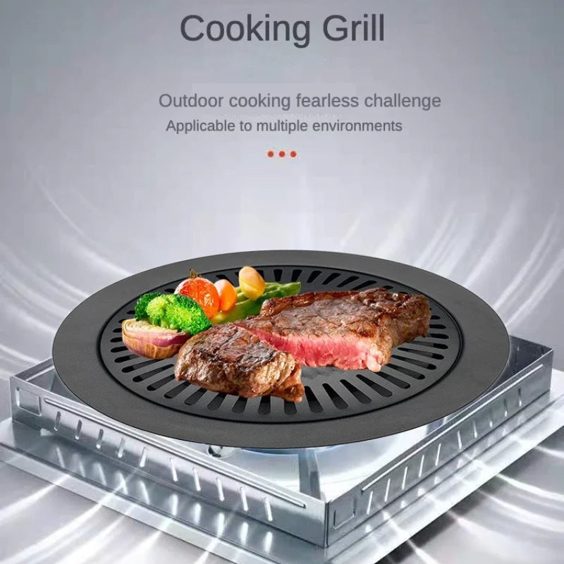 Non-Stick Camping Grill Pan for Meat Skewers Thickened Non-Stick Grilling Pan for Outdoor BBQ  Plate Cookware Cooking Pot