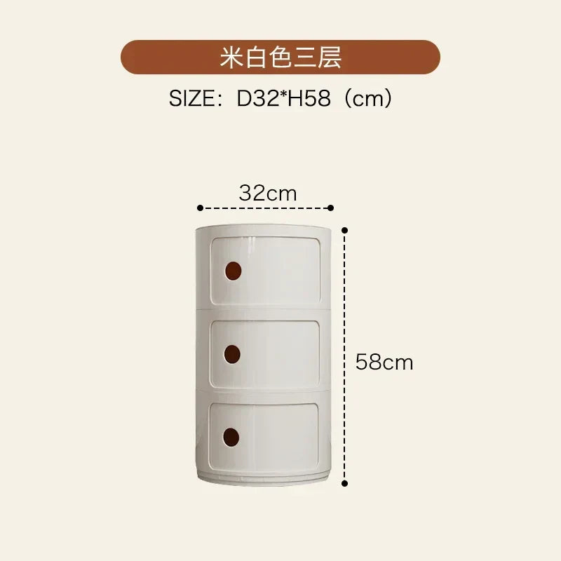 Nordic Bedside Cabinet Small Round Modern Plastic Storage Cabinet Narrow Cabinet Multi Layer Side Cabinet for Living Room