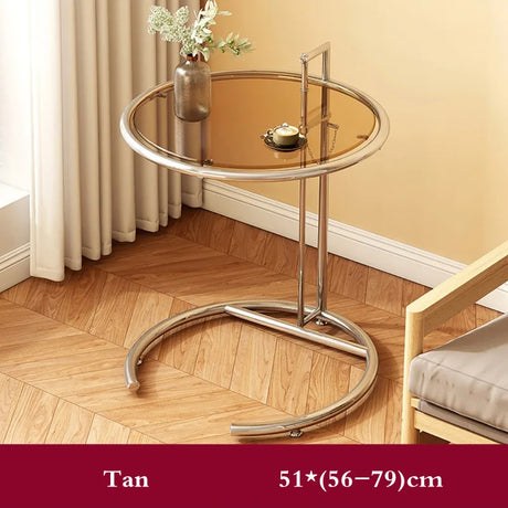 Nordic Creative Glass Lift Coffee Table Transparent Sofa Side Table Simple Modern Designer C-shaped Table Stainless Steel