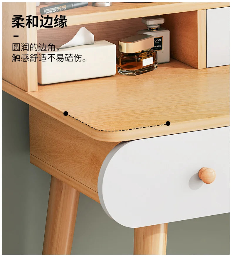 Nordic Dressing Table with Makeup Mirror Simple Bedroom Makeup Table One Piece Table Rental Room Dressing Table Home Dressers