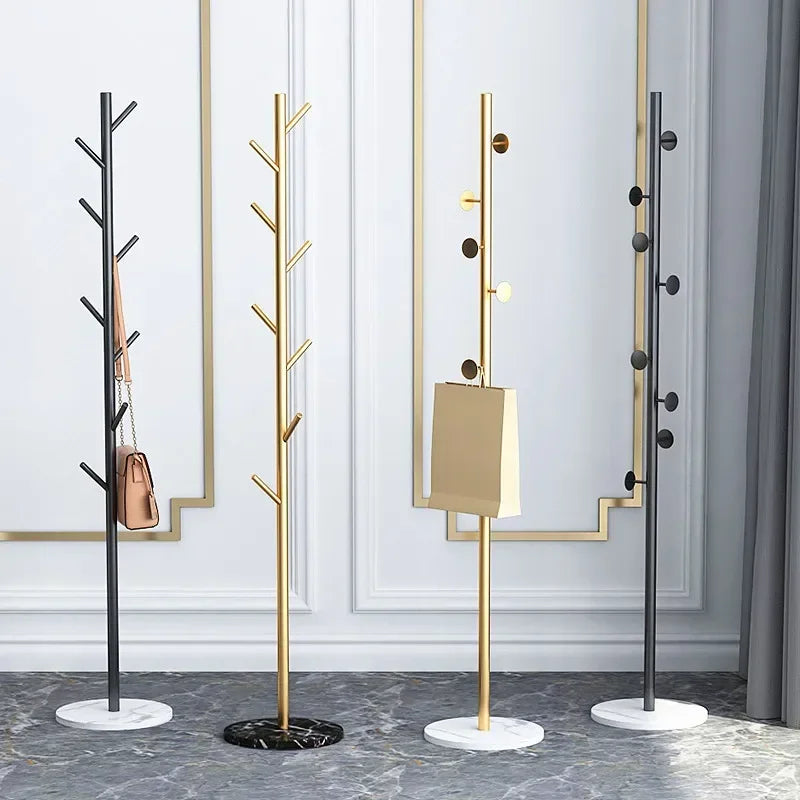 Nordic Gold Standing Coat Rack Modern Quality Metal Coat Rack Marble Black Entryway Floor Coat Rack Living Room Furniture