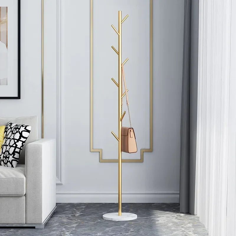 Nordic Gold Standing Coat Rack Modern Quality Metal Coat Rack Marble Black Entryway Floor Coat Rack Living Room Furniture