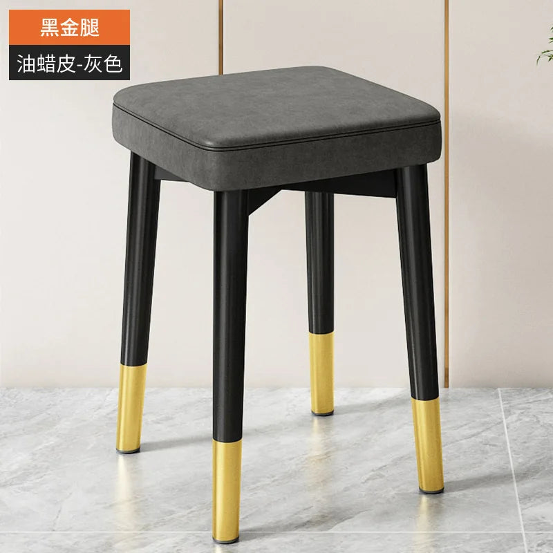 Nordic Luxury Dining Chairs Home Stackable Stools Modern Simple Dressing Wrought Iron Stool Bench Pouf Ottomans Living Room Ins