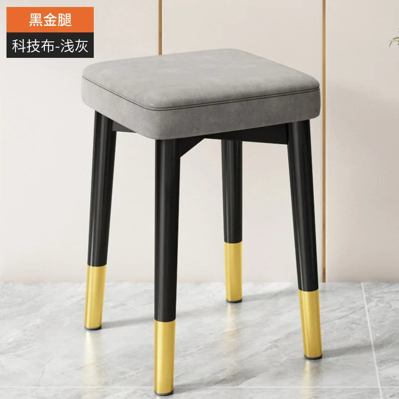 Nordic Luxury Dining Chairs Home Stackable Stools Modern Simple Dressing Wrought Iron Stool Bench Pouf Ottomans Living Room Ins