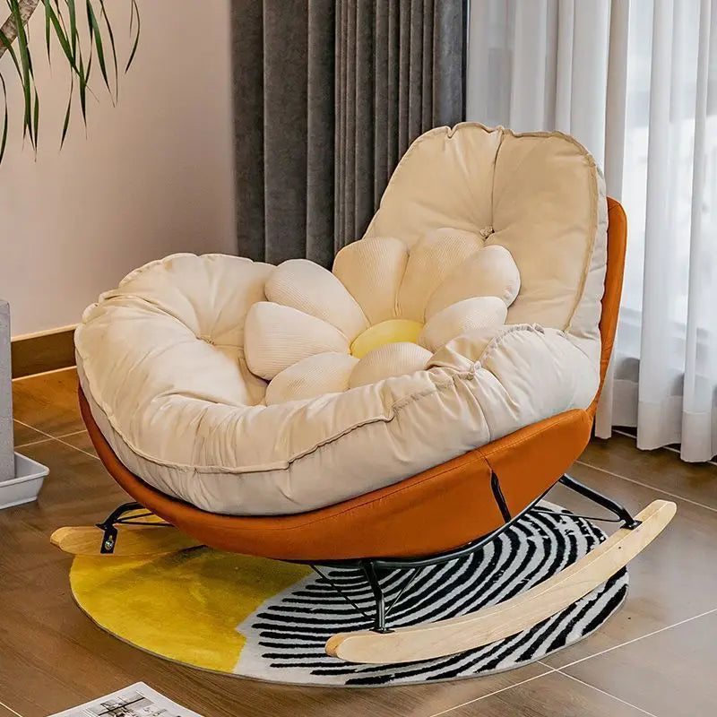 Nordic Style Single Rocking Chair Lazy Sofa Balcony Living Room Bedroom Leisure Can Lie Can Sleep Luxury Eggshell Penguin Chair