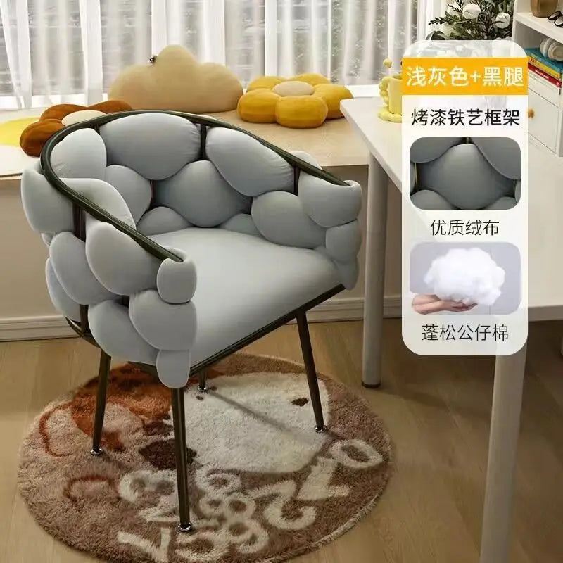 Nordic Vanity Chair Girls Comfortable Bedroom Living Room Make Up Manicure Chairs Computer Chair Home Office Seat Adult