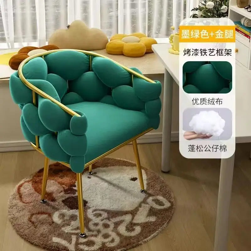 Nordic Vanity Chair Girls Comfortable Bedroom Living Room Make Up Manicure Chairs Computer Chair Home Office Seat Adult