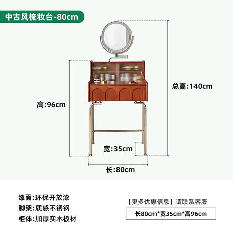 Nordic Vintage Solid Wood Small Vanity Table Bedroom Makeup Mirror Dressing Table Organizer Mesa De Maquillaje Trendy Furniture