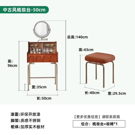 Nordic Vintage Solid Wood Small Vanity Table Bedroom Makeup Mirror Dressing Table Organizer Mesa De Maquillaje Trendy Furniture