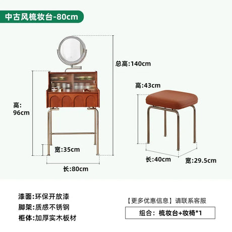 Nordic Vintage Solid Wood Small Vanity Table Bedroom Makeup Mirror Dressing Table Organizer Mesa De Maquillaje Trendy Furniture