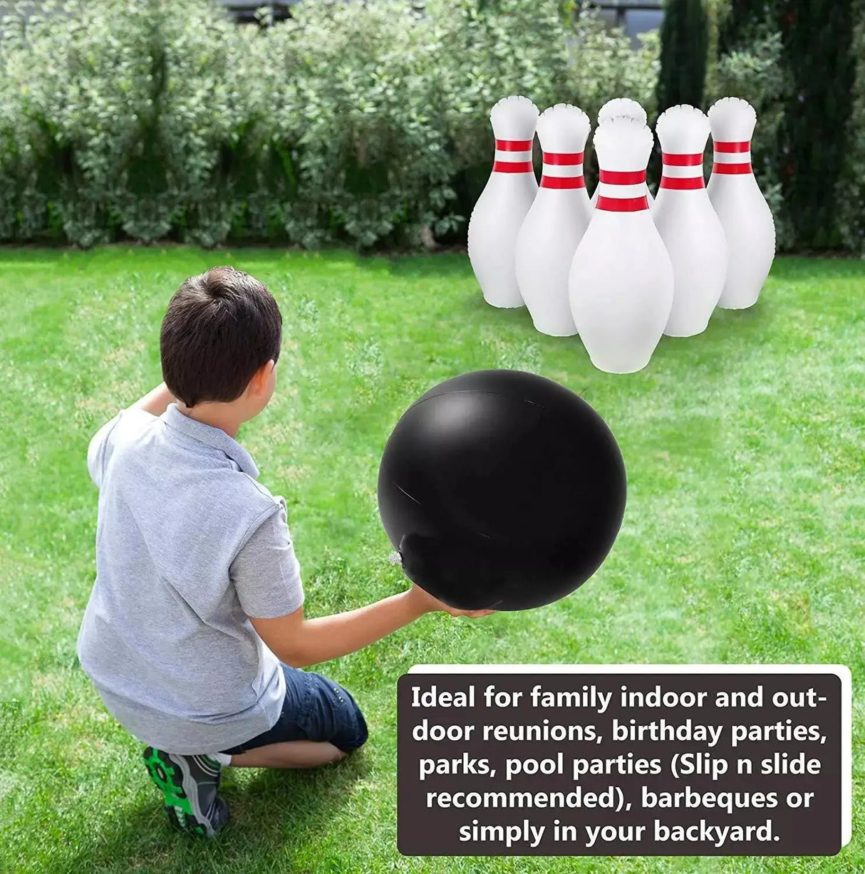 Novelty Place Giant Inflatable Bowling Set for Kids Outdoor Lawn Yard Games for Family Jumbo 22" Pins & 16" Ball Inflated Toys