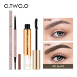 O.TWO.O Mascara Eyebrow Pencil Makeup Set Waterproof Long-lasting Black Mascara Ultra Skinny Brow Pencil 2pcs Cosmetics Full Set