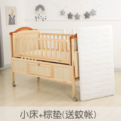 Baby Crib Electric Bassinet Solid Wood Paint-Free Automatic Shaking Babies' Bed Multi-Functional Newborn Children's Bed Patchwork Large Bed